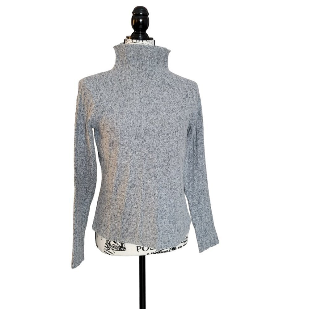 Eileen Fisher Gray Mock Neck Merino Wool Sweater - Size XS